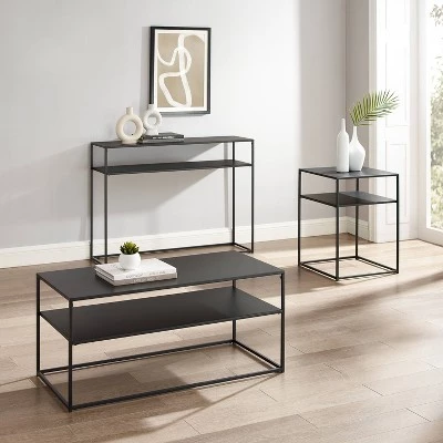 Coupon π 3pc Braxton Coffee Table Set - Coffee Table, Console Table and End Table Matte Black - Crosley 𧨠5 Coupon π 3pc Braxton Coffee Table Set - Coffee Table, Console Table and End Table Matte Black - Crosley 𧨠- Image 3