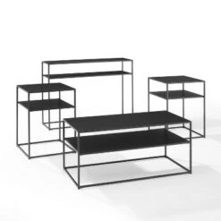 Best deal π 4pc Braxton Coffee Table Set - Coffee Table, Console Table and 2 End Tables Matte Black - Crosley π