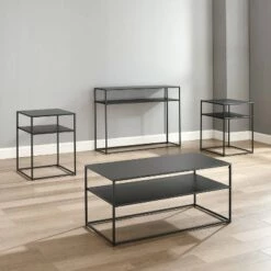 Best deal 🛒 4pc Braxton Coffee Table Set - Coffee Table, Console Table and 2 End Tables Matte Black - Crosley 😍 -End And Side Tables shop unnamed file 7825