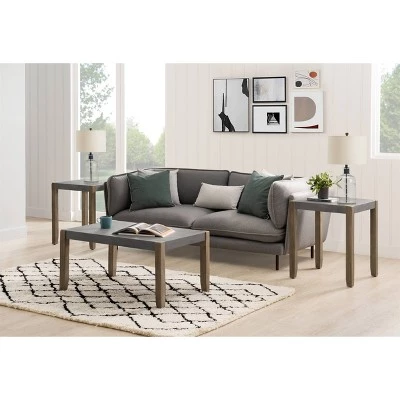 New π 36" Davenport Faux Concrete and Wood Coffee Table with 2 Square End Tables Light Amber - Alaterre Furniture β 3 New π 36" Davenport Faux Concrete and Wood Coffee Table with 2 Square End Tables Light Amber - Alaterre Furniture β