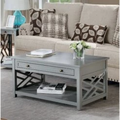 Best Sale 🔥 36" Middlebury Coffee Table with Drawer, End Table with Tray and Console Table - Alaterre Furniture Light Gray 🤩 -End And Side Tables shop unnamed file 7942
