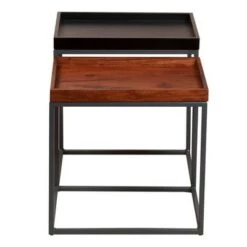 Best reviews of 👏 2pc Wooden Tray Top Nesting Table Set with Metal Frame Brown/Black - The Urban Port 🤩 -End And Side Tables shop unnamed file 799