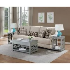 Hot Sale βοΈ 36" Middlebury Coffee Table and 2 End Tables with Tray Shelf - Alaterre Furniture Gray π