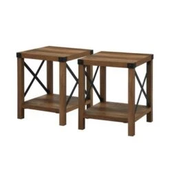 New 😀 Set of 2 Sophie Rustic Farmhouse X Frame Side Tables - Saracina Home White Oak 🛒 -End And Side Tables shop unnamed file 8