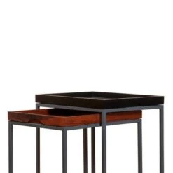 Best reviews of 👏 2pc Wooden Tray Top Nesting Table Set with Metal Frame Brown/Black - The Urban Port 🤩 -End And Side Tables shop unnamed file 801