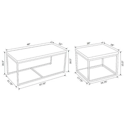 Outlet β Powell Company Emmie Coffee Table with 2 End Tables - Powell Black π 16 Outlet β Powell Company Emmie Coffee Table with 2 End Tables - Powell Black π - Image 14