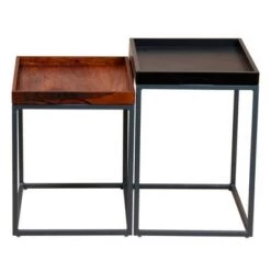 Best reviews of 👏 2pc Wooden Tray Top Nesting Table Set with Metal Frame Brown/Black - The Urban Port 🤩 -End And Side Tables shop unnamed file 803