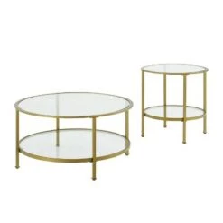 Best deal 🤩 2pc Aimee Coffee Table Set - Crosley Gold 🛒 -End And Side Tables shop unnamed file 8045