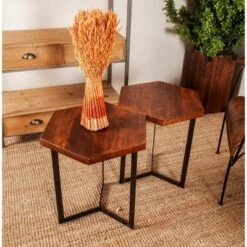 Brand new π₯ Olivia & May Set of 3 Industrial Mango Wood Accent Tables Brown - Olivia & May π