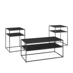 Outlet 👏 3pc Braxton Coffee and Accent Table Set Matte Black - Crosley 🎁 -End And Side Tables shop unnamed file 8101