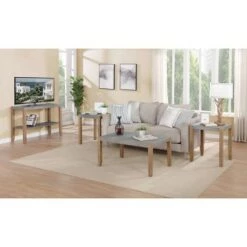 Discount π₯ Davenport Faux Concrete and Wood Living Room Set Light Amber - Alaterre Furniture π₯°