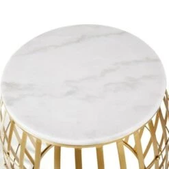 Deals 🌟 Set of 2 Nesting Tables Gold/White Marble - StyleCraft ❤️