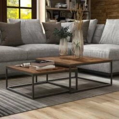 Brand new ⭐ 2pc Fondaine Nesting Coffee Table Set Natural Oak - HOMES: Inside + Out 😉 -End And Side Tables shop unnamed file 8209