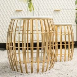 Deals 🌟 Set of 2 Nesting Tables Gold/White Marble - StyleCraft ❤️ -End And Side Tables shop unnamed file 821