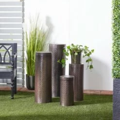 Best reviews of β€οΈ Olivia & May Set of 4 Industrial Metal Pedestal Tables Brown - Olivia & May π