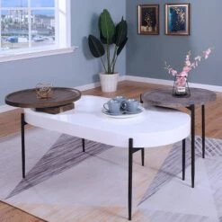 Best Sale π 2pc Ardenna Table Set - miBasics Sand Black/dark Walnut/white High Gloss π§¨