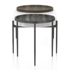 Best Sale 🌟 2pc Ardenna Table Set - miBasics Sand Black/dark Walnut/white High Gloss 🧨 -End And Side Tables shop unnamed file 8412