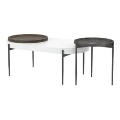 Best Sale 🌟 2pc Ardenna Table Set - miBasics Sand Black/dark Walnut/white High Gloss 🧨 -End And Side Tables shop unnamed file 8413