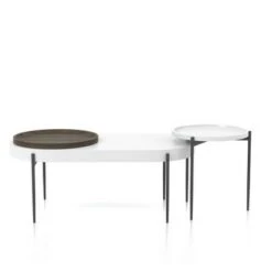 Best Sale 🌟 2pc Ardenna Table Set - miBasics Sand Black/dark Walnut/white High Gloss 🧨 -End And Side Tables shop unnamed file 8419