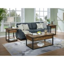 Top 10 👍 Claremont Rustic Wood Coffee Table and 2 End Tables Black - Alaterre Furniture 🌟