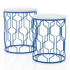 Cheapest 🎁 Questella Nesting Table - miBasics Blue 🧥 Coating/white 🧨 -End And Side Tables shop unnamed file 851