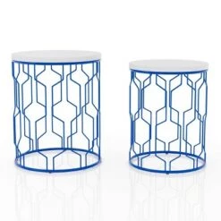 Cheapest 🎁 Questella Nesting Table - miBasics Blue 🧥 Coating/white 🧨 -End And Side Tables shop unnamed file 852