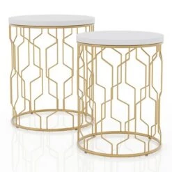 Cheapest 🎁 Questella Nesting Table - miBasics Blue 🧥 Coating/white 🧨 -End And Side Tables shop unnamed file 853