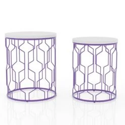 Cheapest 🎁 Questella Nesting Table - miBasics Blue 🧥 Coating/white 🧨 -End And Side Tables shop unnamed file 854