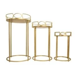 Outlet 🥰 3pc Accent Tables Mirror Top Aged Gold - Sagebrook Home 👏 -End And Side Tables shop unnamed file 859