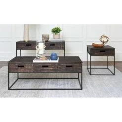 Outlet ✔️ 3pc Thomas Wood Table Collection Dark Brown - Abbyson Living ⌛