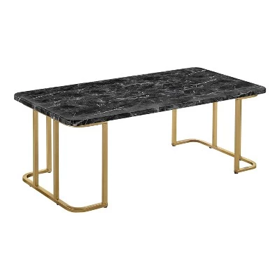 Promo π 3pc Trillick Coffee Table Set with Faux Marble Top - miBasics Gold/white β 4 Promo π 3pc Trillick Coffee Table Set with Faux Marble Top - miBasics Gold/white β - Image 2