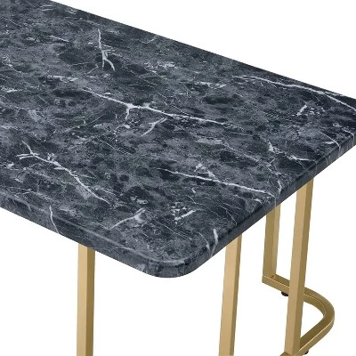 Promo π 3pc Trillick Coffee Table Set with Faux Marble Top - miBasics Gold/white β 7 Promo π 3pc Trillick Coffee Table Set with Faux Marble Top - miBasics Gold/white β - Image 5