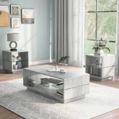 Flash Sale 🥰 3pc Welnick Coffee Table Set White Oak - miBasics ❤️ -End And Side Tables shop unnamed file 8648