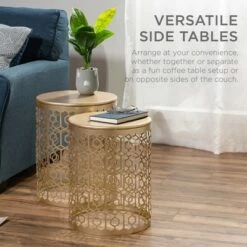 Outlet π Best Choice Products Set of 2 Decorative Nesting Round Patterned Accent Side Coffee End Table Nightstands π