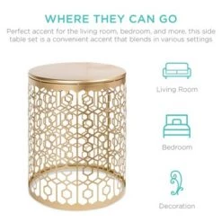 Outlet 🌟 Best Choice Products Set of 2 Decorative Nesting Round Patterned Accent Side Coffee End Table Nightstands 🛒 -End And Side Tables shop unnamed file 8690