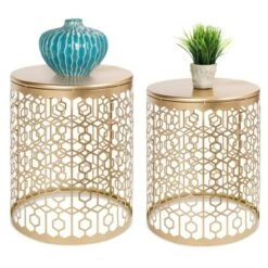 Outlet 🌟 Best Choice Products Set of 2 Decorative Nesting Round Patterned Accent Side Coffee End Table Nightstands 🛒 -End And Side Tables shop unnamed file 8693