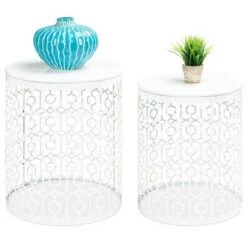 Outlet 🌟 Best Choice Products Set of 2 Decorative Nesting Round Patterned Accent Side Coffee End Table Nightstands 🛒 -End And Side Tables shop unnamed file 8694