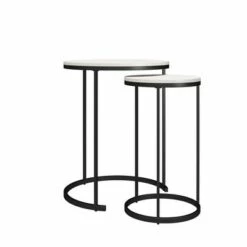 Discount ✨ Room & Joy Claret Nesting Coffee and End Table Bundle Ivory Pine/Black Metal - Room & Joy 😉 -End And Side Tables shop unnamed file 8703