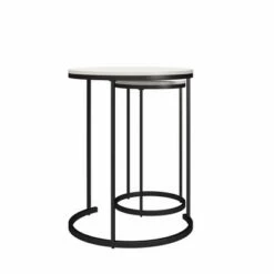 Discount ✨ Room & Joy Claret Nesting Coffee and End Table Bundle Ivory Pine/Black Metal - Room & Joy 😉 -End And Side Tables shop unnamed file 8704