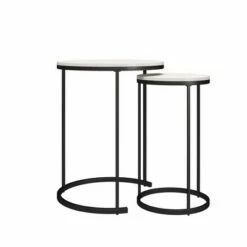 Discount ✨ Room & Joy Claret Nesting Coffee and End Table Bundle Ivory Pine/Black Metal - Room & Joy 😉 -End And Side Tables shop unnamed file 8706