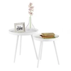 New π Yorkshire Home Nesting End Tables with Tray Top - Lavish Home White β€οΈ