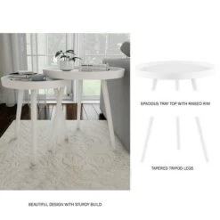 New 😀 Yorkshire Home Nesting End Tables with Tray Top - Lavish Home White ❤️ -End And Side Tables shop unnamed file 8710