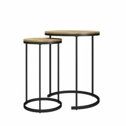 Promo 😉 Room & Joy Claret Nesting Coffee and End Table Bundle Natural/Black Metal - Room & Joy ✨ -End And Side Tables shop unnamed file 8742