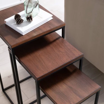 Best Pirce π Set of 3 Murchway Square Nesting Tables Black/Espresso - Aiden Lane π 4 Best Pirce π Set of 3 Murchway Square Nesting Tables Black/Espresso - Aiden Lane π - Image 2