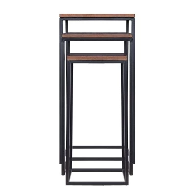 Best Pirce π Set of 3 Murchway Square Nesting Tables Black/Espresso - Aiden Lane π 6 Best Pirce π Set of 3 Murchway Square Nesting Tables Black/Espresso - Aiden Lane π - Image 4
