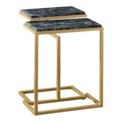 New 🎉 Kircubbin Nesting Table with Faux Marble Top - miBasics Gold/white 🛒 -End And Side Tables shop unnamed file 8771