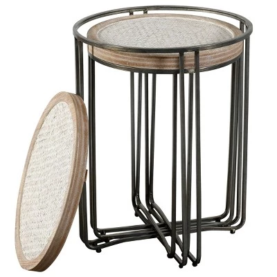 Promo 𧨠Set of 2 Ryder Round Nested Side Tables Tan/Black - Stylecraft βοΈ 4 Promo 𧨠Set of 2 Ryder Round Nested Side Tables Tan/Black - Stylecraft βοΈ - Image 2