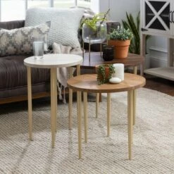 Promo 🧨 Set of 3 Round Nesting Coffee Tables - Saracina Home Birch ✨ -End And Side Tables shop unnamed file 8815