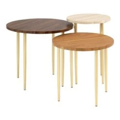 Promo 🧨 Set of 3 Round Nesting Coffee Tables - Saracina Home Birch ✨ -End And Side Tables shop unnamed file 8817