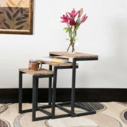 Best reviews of 🌟 Tohono Nesting Tables Antique Firwood (Set of 3) - Christopher Knight Home ⭐ -End And Side Tables shop unnamed file 8838